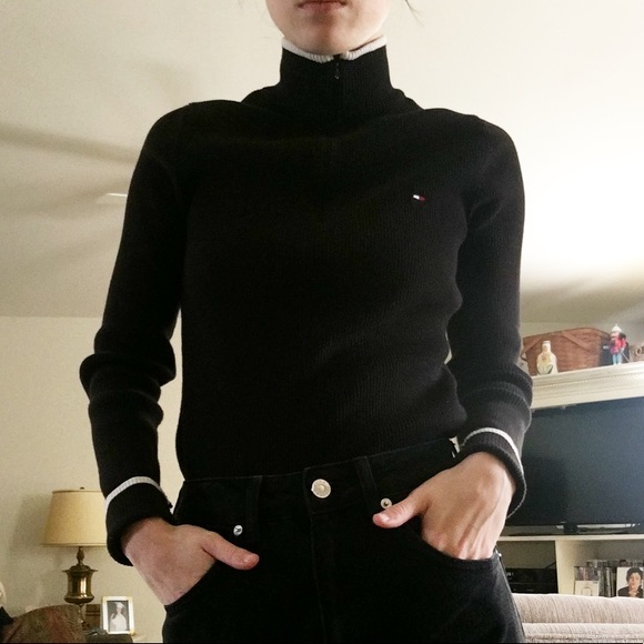 Vintage Sweaters - Tommy Black Quarter Zip